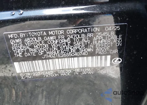 2025 Lexus Is 350 F Sport from USA, damaged, VIN JTHGZ1E26S5040740